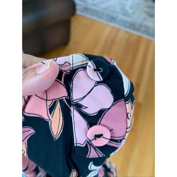 AQUA COUTURE One Piece Swimsuit Black Orange Pink Florals - Picture 2 of 9